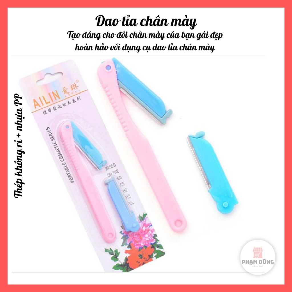 Dao tỉa chân mày 2 lưỡi , bộ dao cạo chân mày gấp gọn