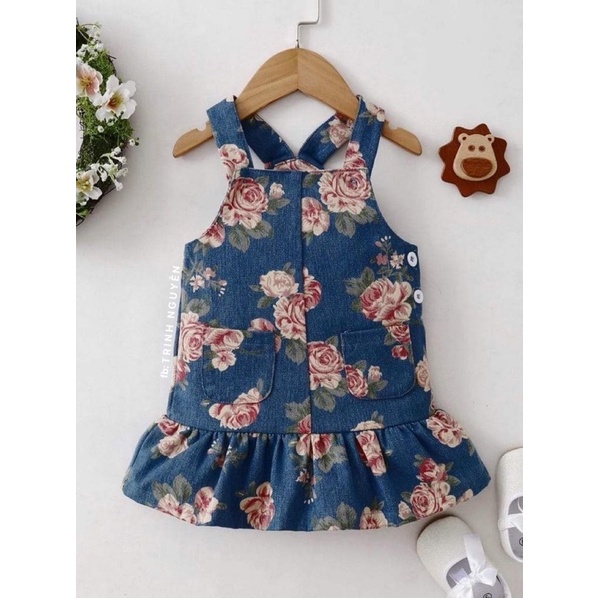 Vải bò hoa mềm co giãn lên váy, yếm, bộ