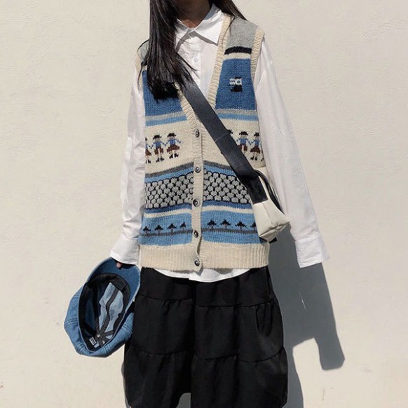 Gile Len Nữ ELISA Ullzang, Áo Gile Len Cài Cúc Hàng Quảng Châu Thời Trang Cao Cấp | BigBuy360 - bigbuy360.vn