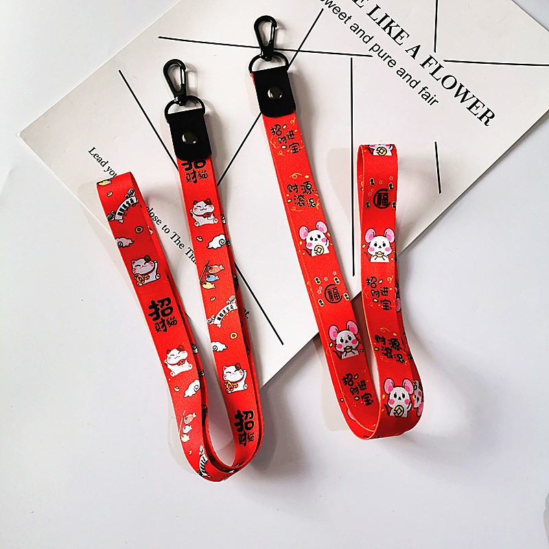 Dây Đeo Điện Thoại Chống Trượt Hình Mèo May Mắn Dễ Thương