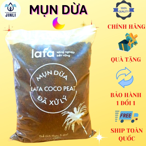 Mụn sơ dừa, mụn dừa, giá thể trồng cây LAFA COCO PEAT đã xử lý túi 5 lít chuyên trồng cây cảnh JL56