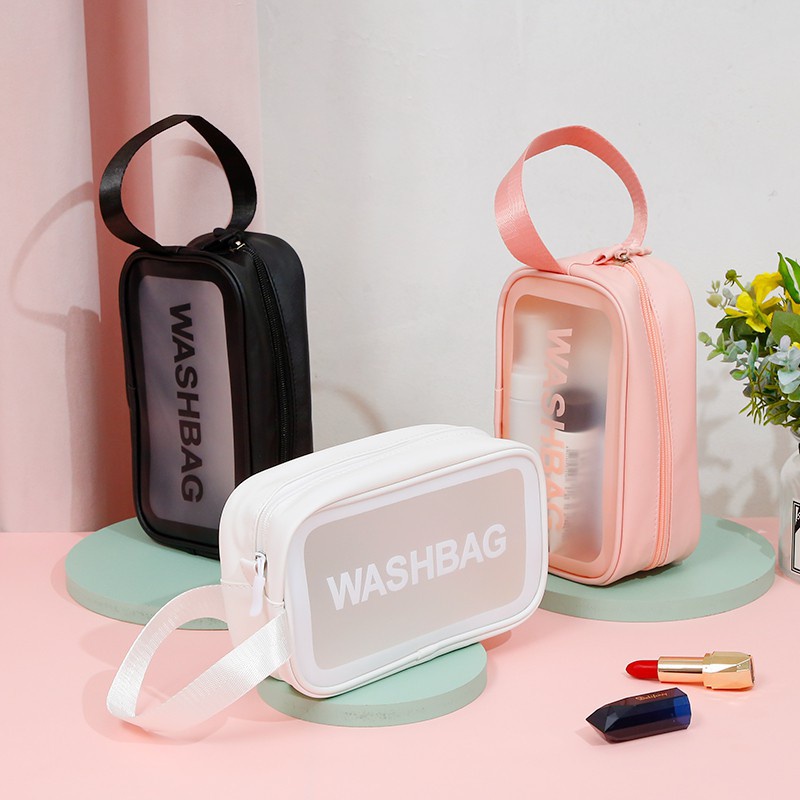 Set 3 túi đựng mỹ phẩm trong suốt WASHBAG đựng đồ trang điểm du lịch chống thấm nước nhiều kích cỡ