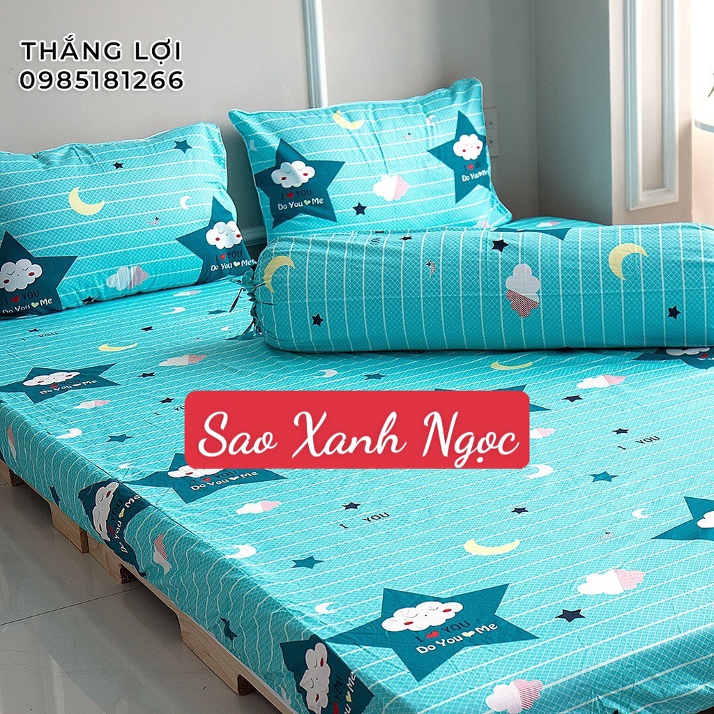 Drap Cotton 100% Thắng Lợi chính hãng Mẫu Sao Xanh Ngọc IN LOGO THẮNG LỢI vệ sinh dễ dàng.