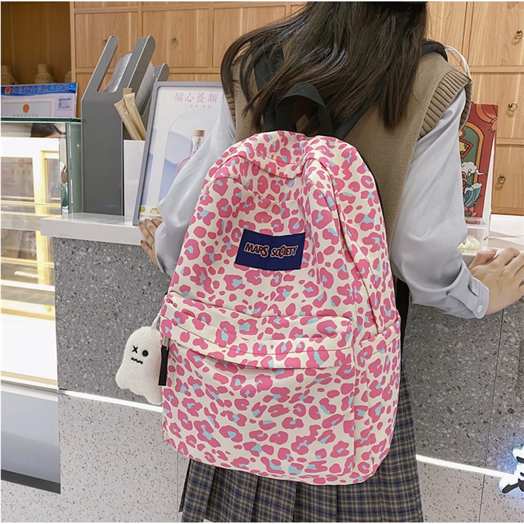 Balo đi học nữ xinh đốm Leopard phong cách năng động, cá tính - Cặp sách học sinh sành điệu đẹp rẻ túi rộng nhiều ngăn