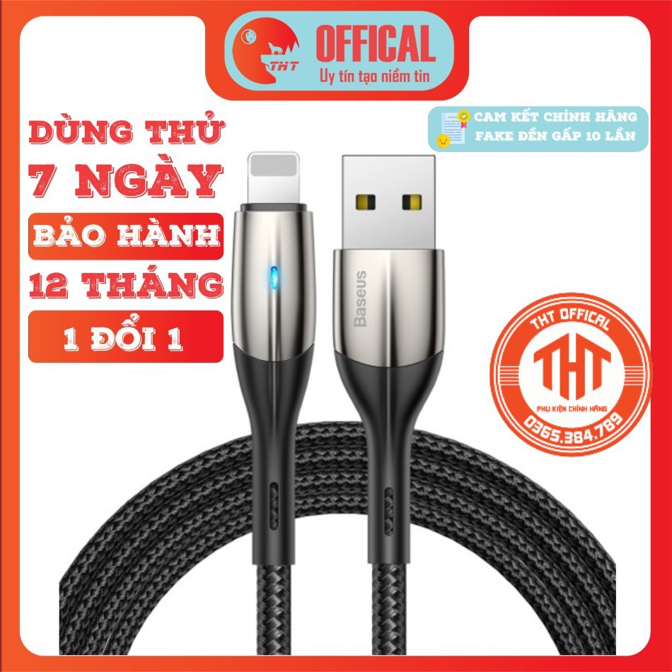 [BH 12 THÁNG] Cáp Sạc Nhanh Iphone Cao Cấp + Truyền Dữ Liệu Cáp Sạc Baseus Horizontal 1M/2M, 2.4A Lightning