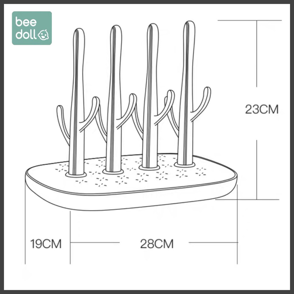 Khay úp bình sữa, núm ty cây xương rồng cao cấp Beedoll, Giá úp tiện lợi khô nhanh có thể tháo rời