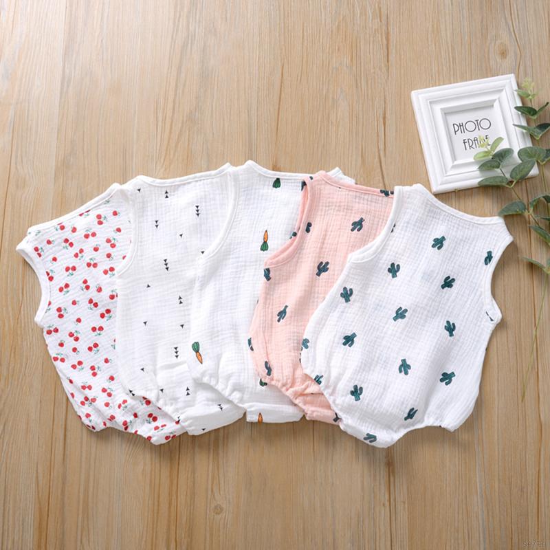 Áo liền quần Sát Nách Chất Cotton Hoạ Tiết Đáng Yêu Cho Bé 0-18 Tháng Tuổi