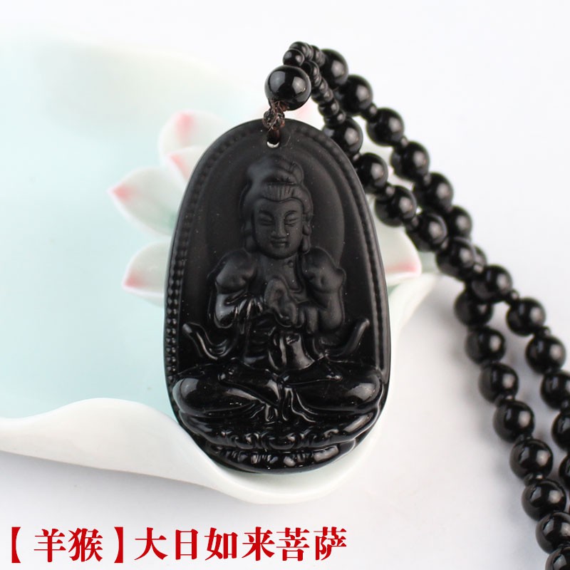 Mặt Dây Chuyền Hình Phật Bằng Đá Obsidian Cao Cấp