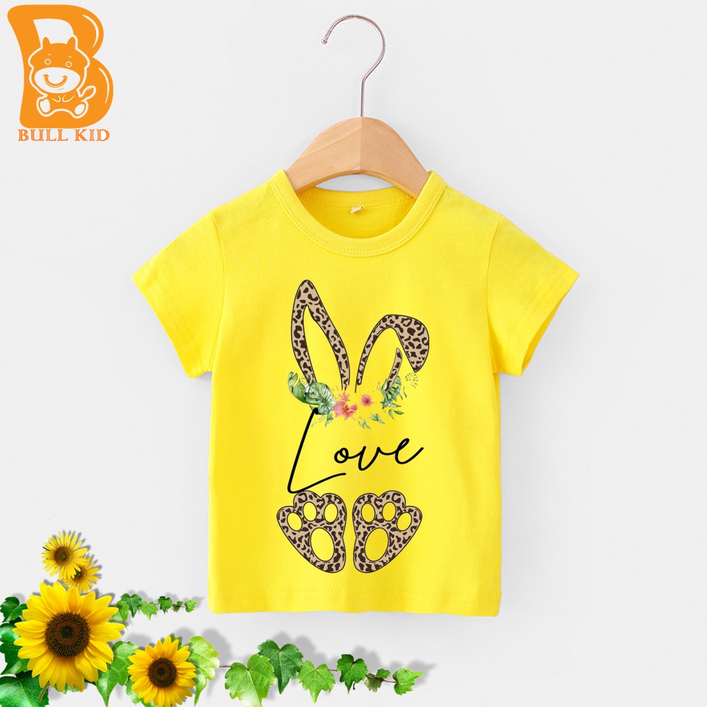 SIZE TO áo thun bé trai, bé gái chất liệu 100% cotton mềm mịn thoàng mát  thỏ love (MẪU MỚI)