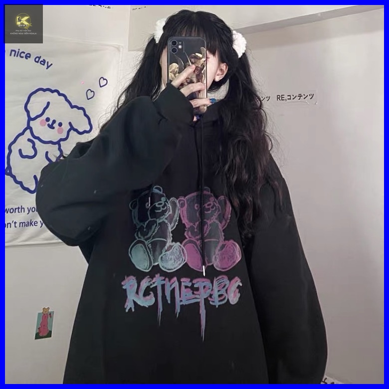 Áo hoodie nữ form rộng KOALA, hoodie nữ form rộng có mũ unisex chất nỉ dày dặn - HODI01