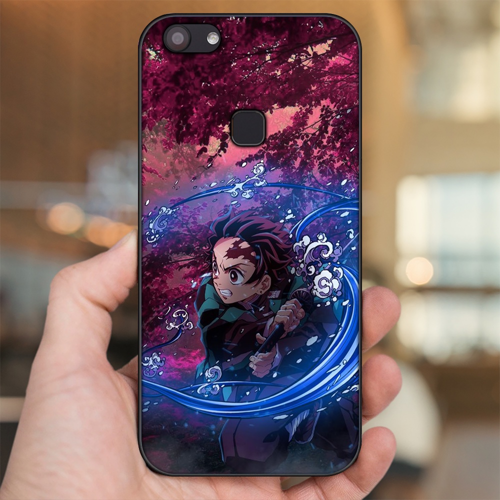 Ốp lưng Vivo V7, V7 Plus viền đen in hình Tanjiro Kimetsu No Yaiba