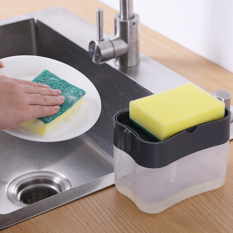 Bình đựng nước rửa chén kiểu nhấn có mút rửa tiện dụng cho nhà bếp