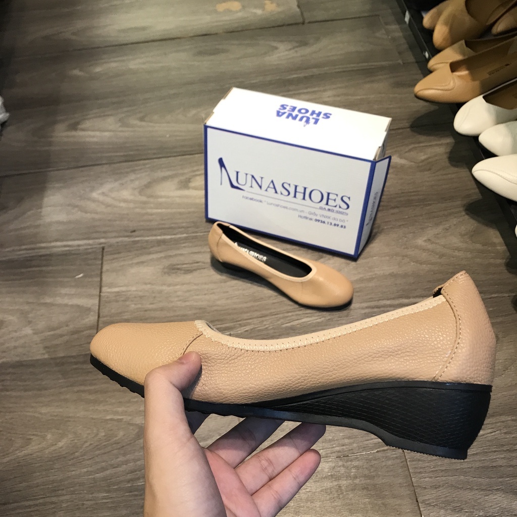 Giày đế xuồng nữ  LUNASHOE (24802)  da bò cao cấp đế cao su tự nhiên 100% cực mềm cực êm chân