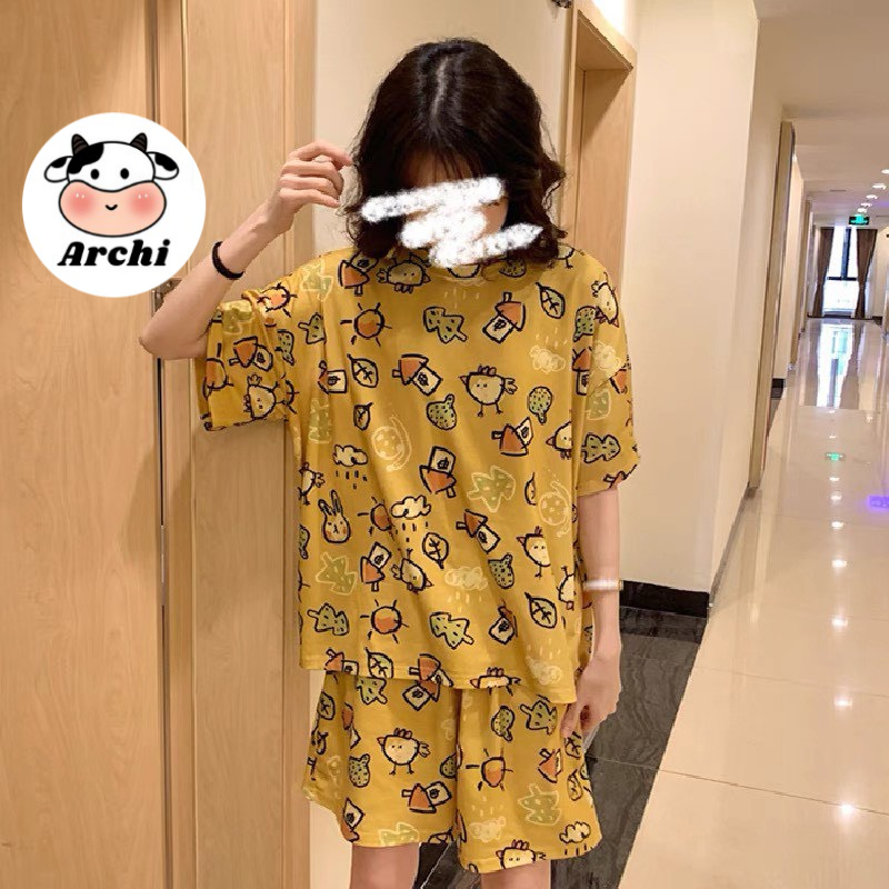 Đồ bộ nữ cotton thun cộc tay, bộ mặc nhà chất mát cho mùa hè quần cộc áo cộc