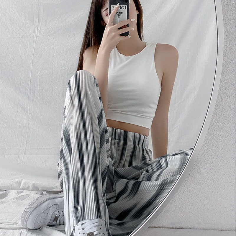 IMAODOU Quần dài  ống rộng lưng cao màu nhuộm độc đáo thời trang xuân thu cho nữ