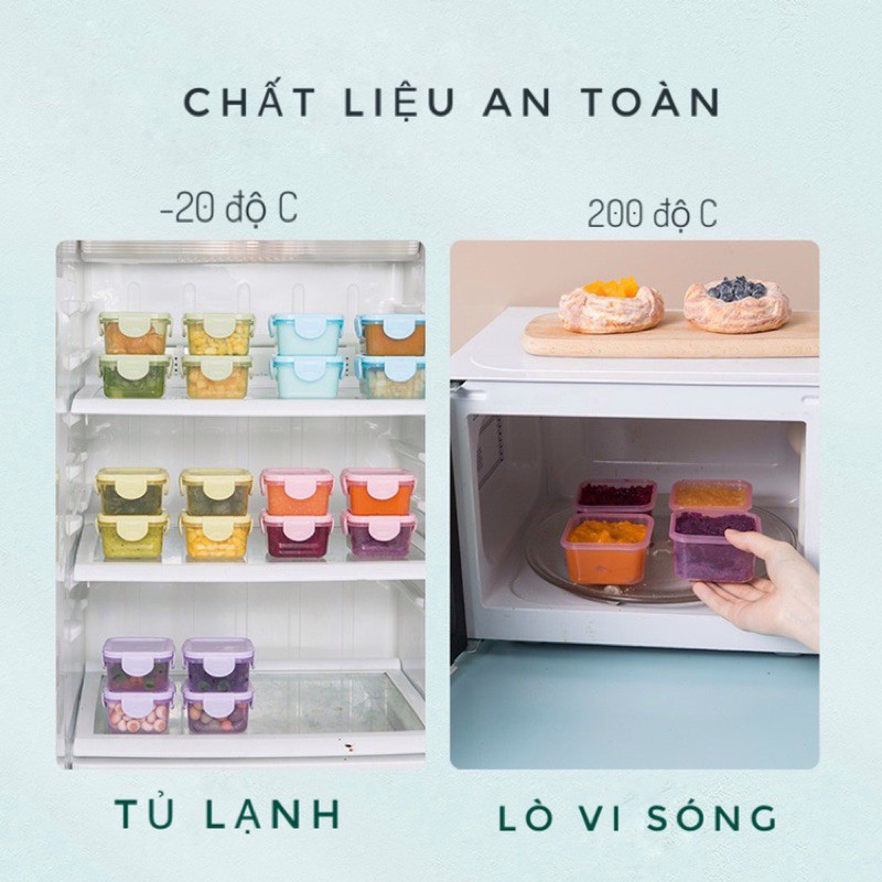 Hộp trữ đông, hộp đựng có nắp mini bảo quản đồ ăn dặm cho bé