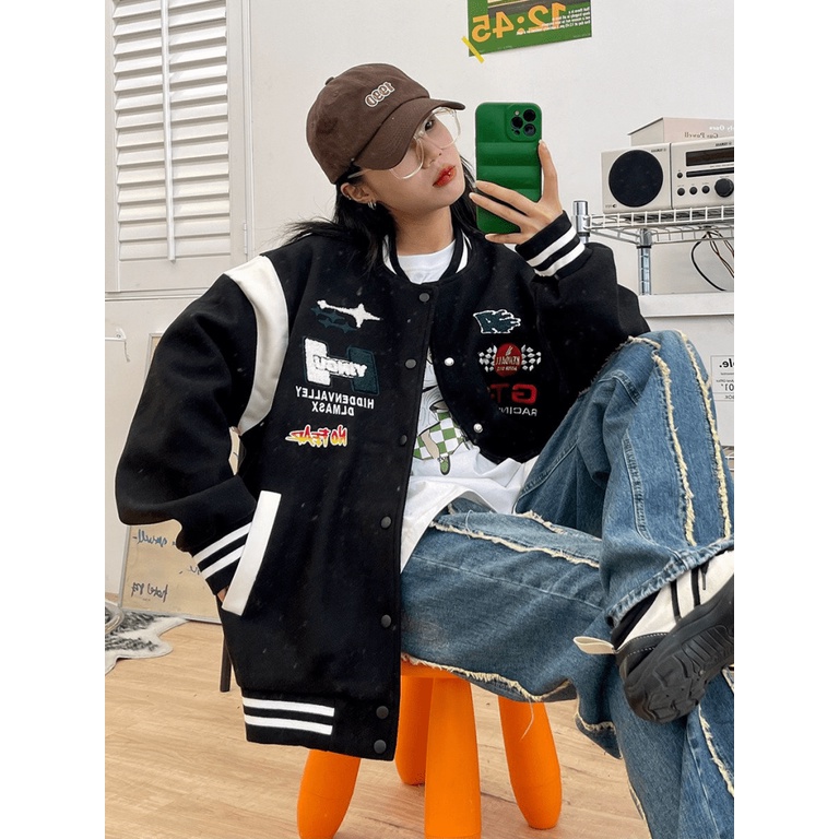 Áo Khoác Nữ Chất Nỉ Mềm Mịn Kiểu Dáng Bomber Form Rộng In Hình Sịn Sò Mặc Thoải Mái NEW UNISEX