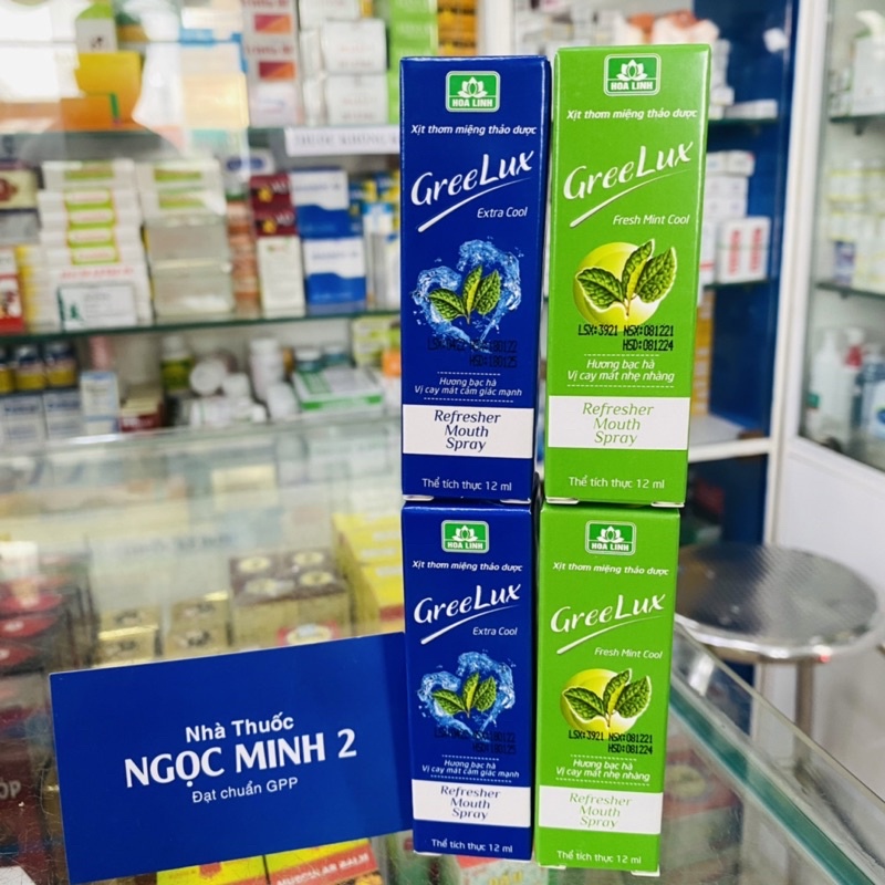 ✅  Xịt Thơm Miệng Greelux Extra Cool Thảo Dược Chai 12ml - Chai Xịt Khử Mùi Hôi Miệng GreeLux Bạc Hà