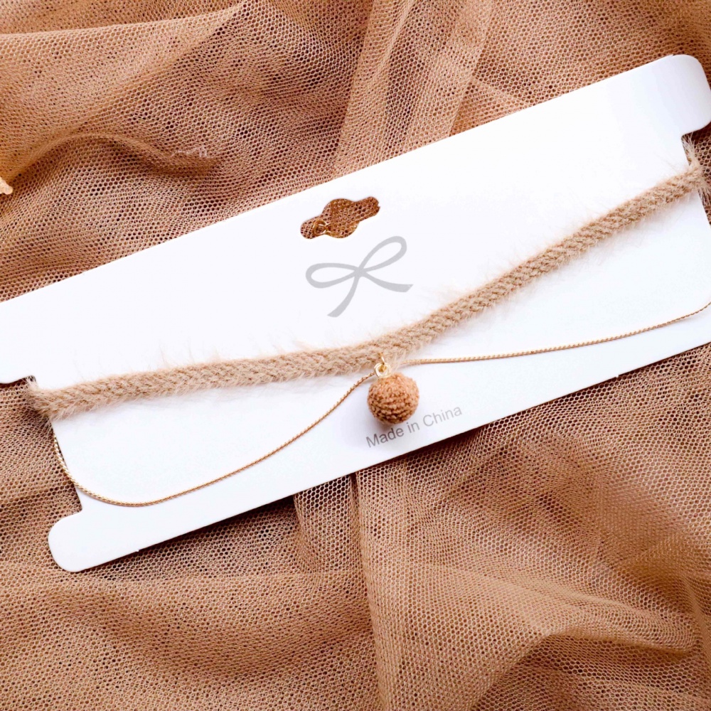 Vòng Cổ choker Nhung Mặt Nơ Trái Tim Màu Nâu