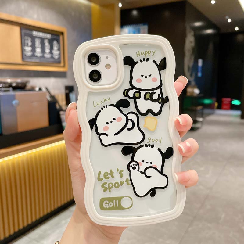 Ốp Điện Thoại TPU Mềm Chống Sốc Họa Tiết Thỏ/Cún Gợn Sóng 2 Trong 1 Cho iPhone 13 12 11 Pro Promax X XR XSMax