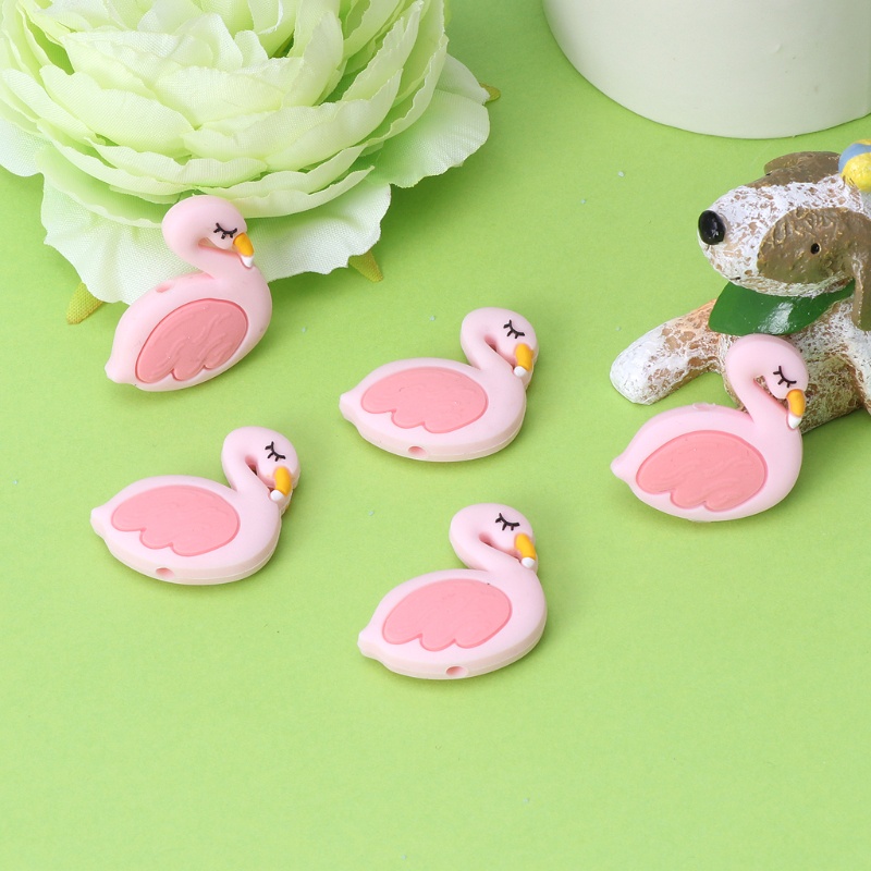 Đồ Chơi Gặm Nướu Hình Chim Hồng Hạc Bằng Silicone DIY Dành Cho Trẻ Em