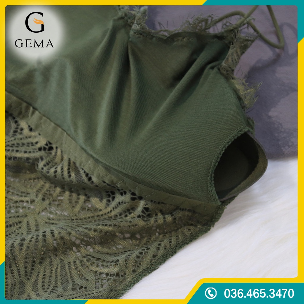 Áo Ren 2 Dây Croptop, Áo Sợi Bún Hai Dây Ren Có Mút Đệm tôn vòng 1