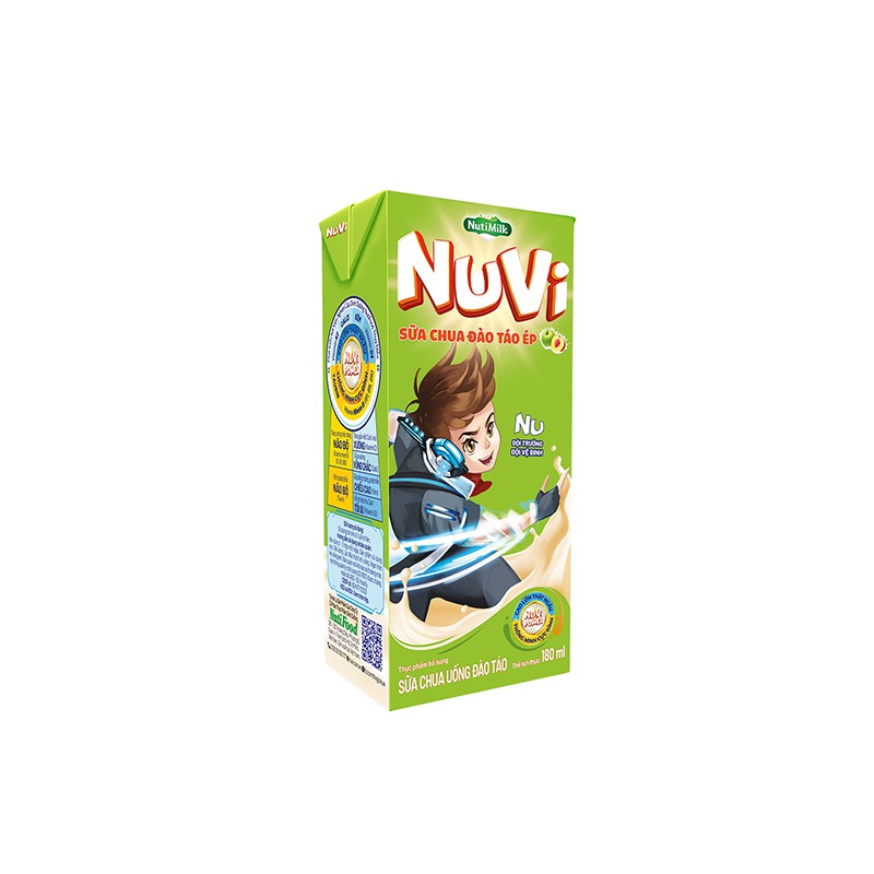 [Date mới] Sữa Nuvi ⚡NutiFood⚡ NuVi Sữa Chua Táo Đào Ép - Thùng 48 hộp x 180ml