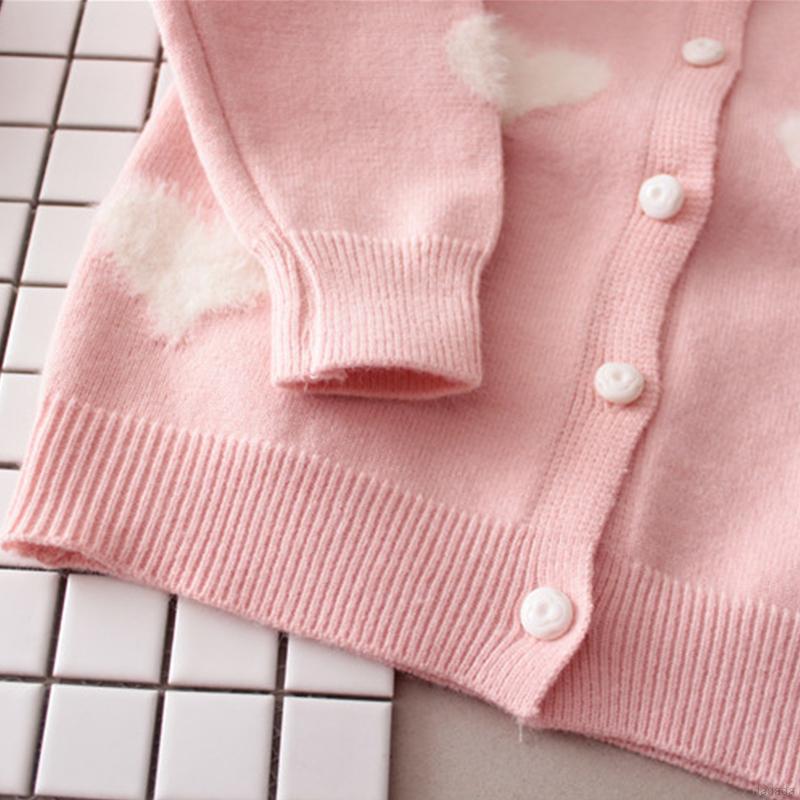 Áo khoác sweater tay dài họa tiết trái tim đáng yêu thời trang xuân thu cho bé gái