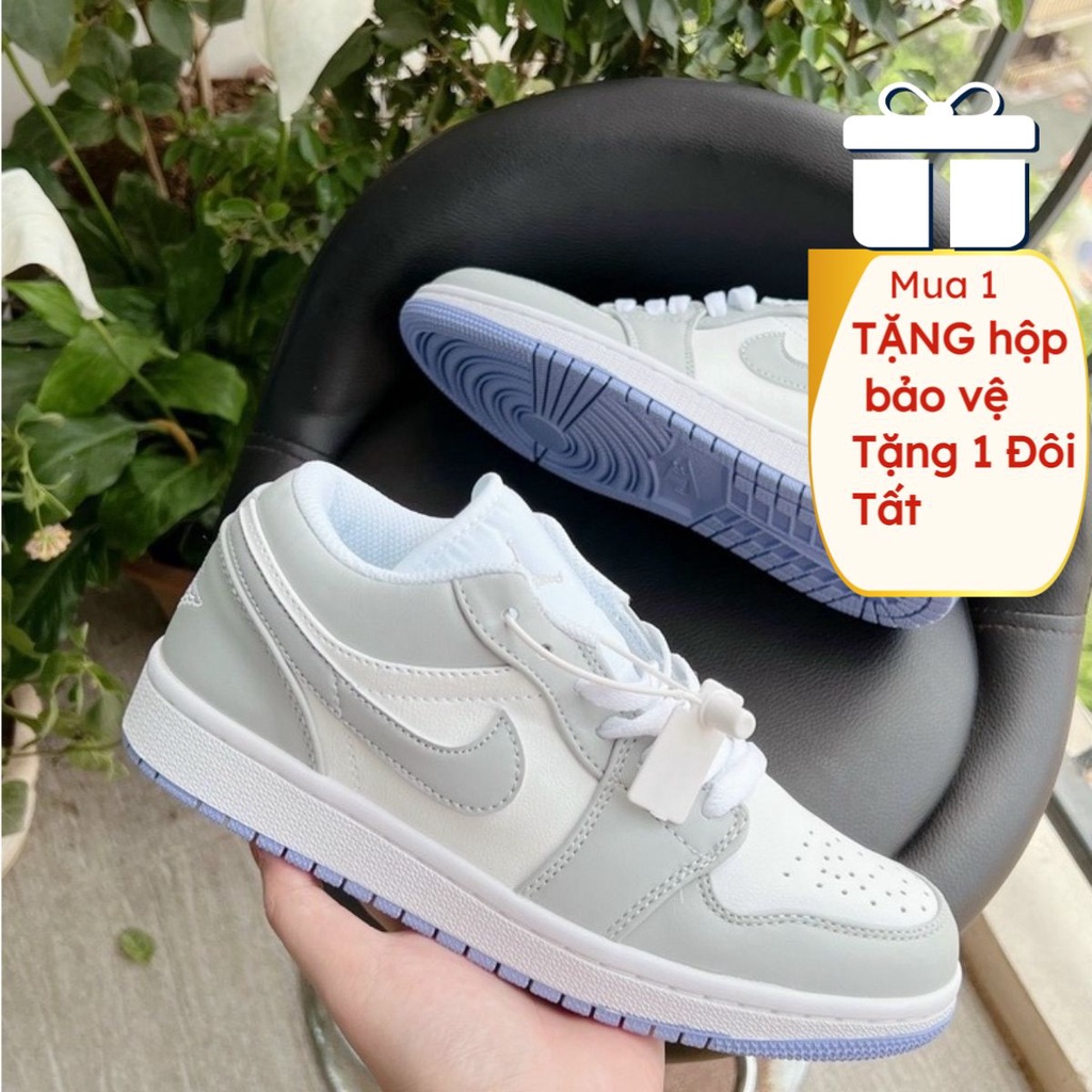 Giày jordan cổ thấp xám đế xanh, Giày jordan 1 low xanh ngọc, smoke panda paris, JD đen trắng cực đẹp full ph