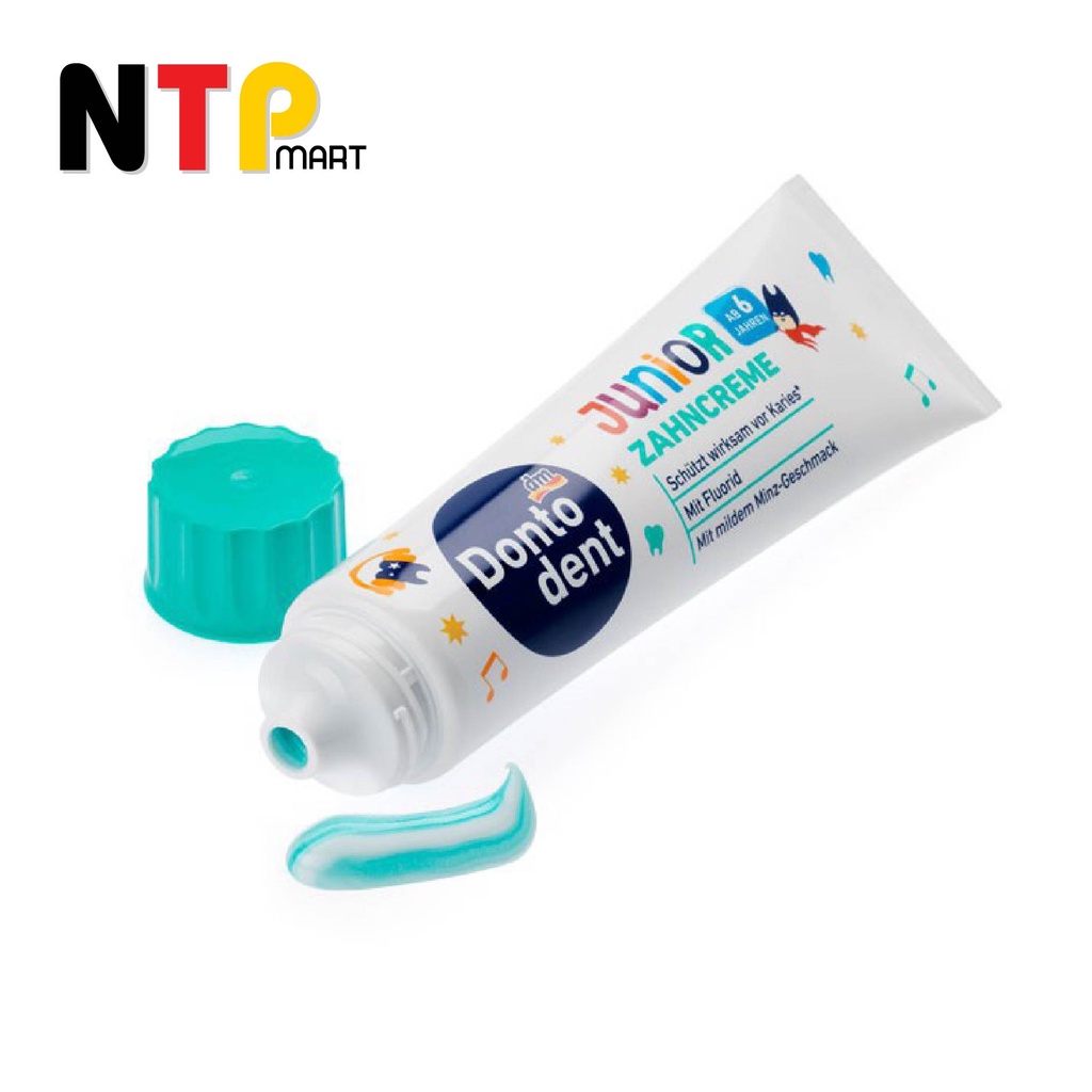 Kem Đánh Răng Dontodent Junior Zahncreme cho Trẻ Em trên 6 tuổi tuýp 100ml nhập khẩu Đức