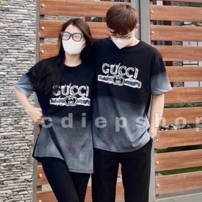 Áo Thun Gucci Loang Chữ Ngực Nam Nữ, phom rộng dễ phối đồ, mặc đôi siêu chất 2022