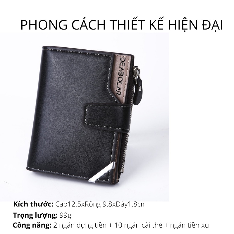 Ví da nam cao cấp phong cách Hàn quốc bóp thời trang đa năng đựng tiền ,cài thẻ có khóa kéo