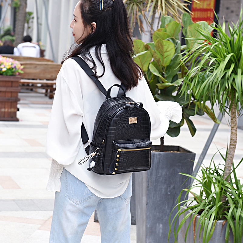 Ba Lô Da Pu Họa Tiết Vân Đá Cỡ Lớn Thời Trang Cao Cấp Cho Nữ