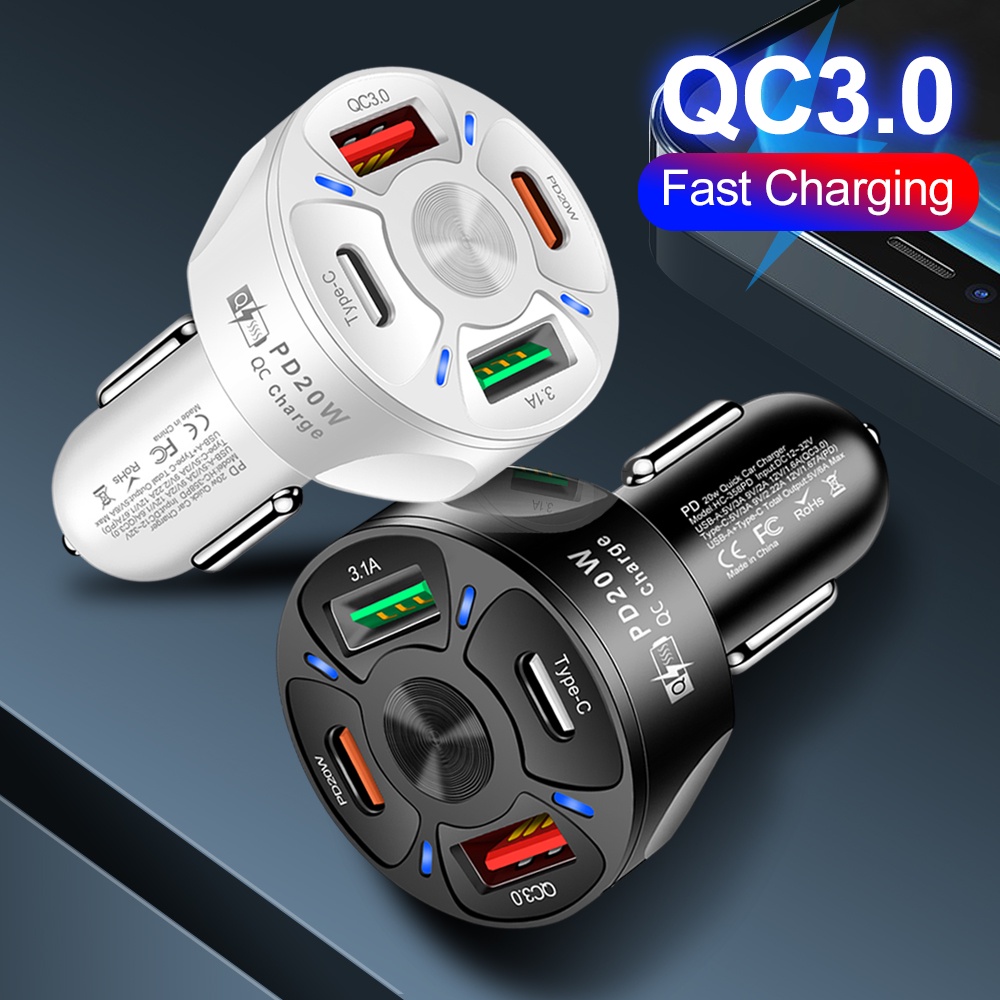 Tẩu Sạc Điện Thoại Nhanh Cổng USB Type C QC3.0 Cho Xe Hơi