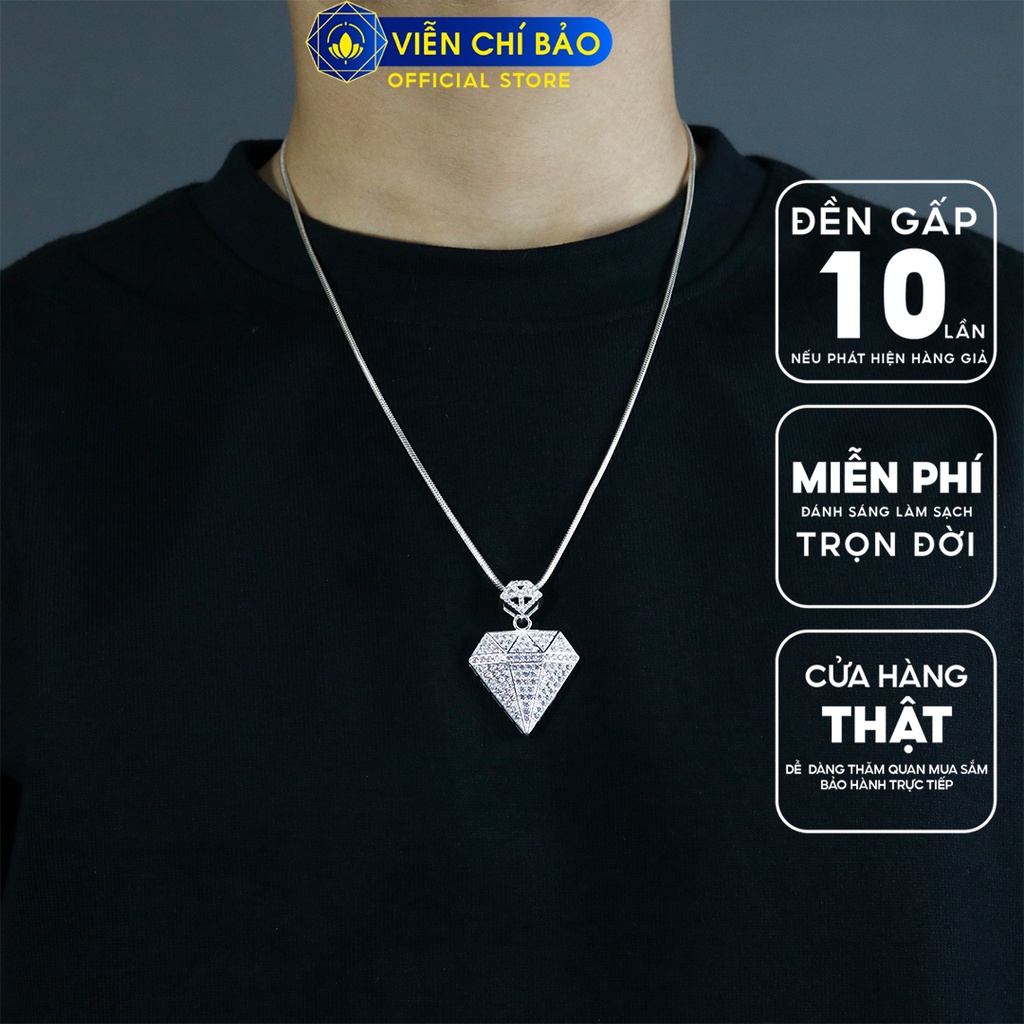Mặt dây chuyền đá trắng chất liệu bạc 925 thời trang phụ kiện trang sức nam Viễn Chí Bảo M300013