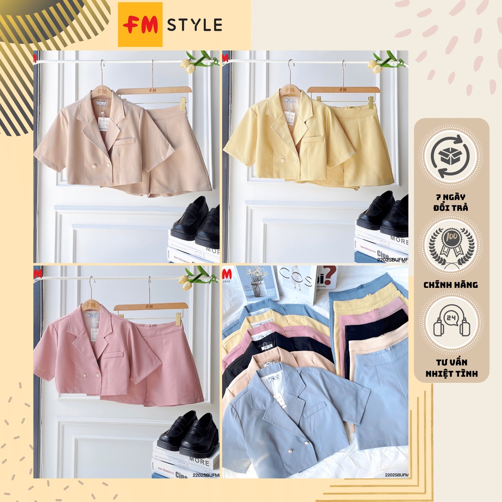 Set áo croptop kiểu vest kèm quần quần short fmstyle, áo vest nữ dáng ngắn phong cách Hàn Quốc | Fms