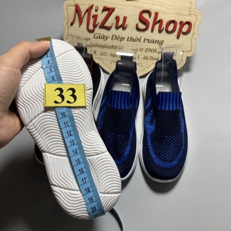 M204 (Ảnh thật) Size 21 đến 38 Giày chun trẻ em siêu mềm màu đen đỏ, đen xanh (bt 3-4)