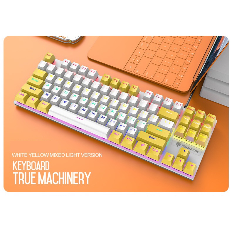 Bàn Phím Cơ Gaming K80 LED RAINBOWSChế Độ Nháy Cực Đẹp, Phím CƠ Gõ Siêu Đã, Thiết Kế Nhỏ Gọn Dùng Cho Máy Tính, Laptop