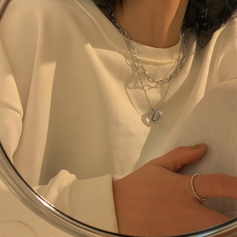 Vòng cổ Hai Lớp Phong Cách Hip Hop Hàn Quốc Thời Trang