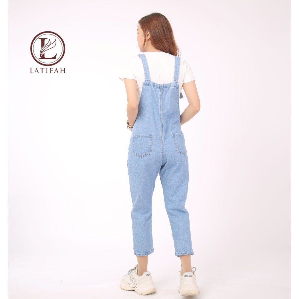 [Mã BMBAU50 giảm 50K đơn 150K] Quần yếm jean dài nữ LATIFAH rách có nắp YJ006 phong cách ulzzang hàn quốc