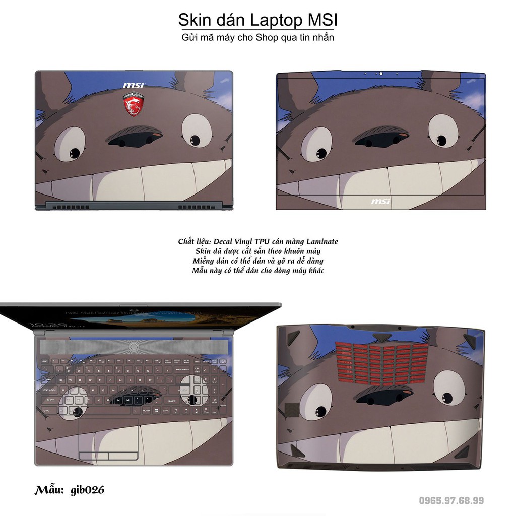 Skin dán Laptop MSI in hình Ghibli anime (inbox mã máy cho Shop)