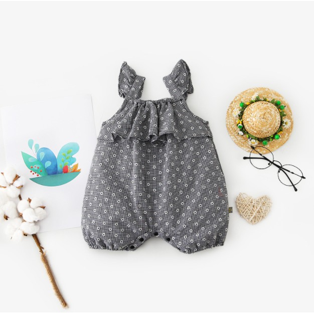 Bộ body jumpsuit mùa hè họa tiết hoa cúc cho bé gái