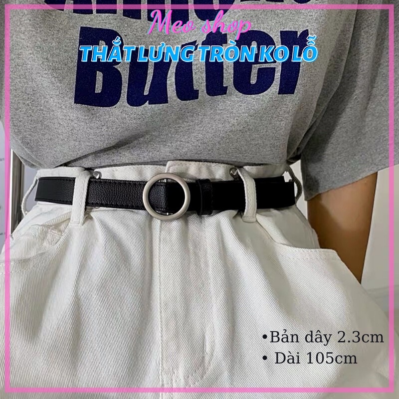 Dây nịt tròn Meo shop 2.5cm không lỗ TL002 - Thắt lưng mặt tròn Nữ da Dây thắt lưng Ulzzang loại mặt tròn không xỏ lỗ
