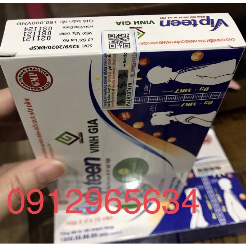 Viên Uống VIPTEEN Hỗ Trợ Phát Triển Chiều Cao Bổ Sung Canxi Giúp Xương Chắc Khỏe Cho Trẻ chính hãng hiệu quả