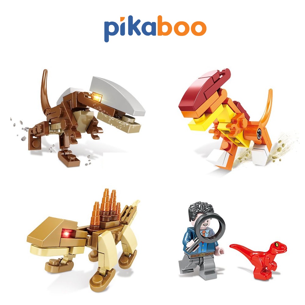 Đồ chơi lắp ráp khủng long 3D mini Pikaboo cho bé trai và bé gái thiết kế nhựa PP an toàn cho bé