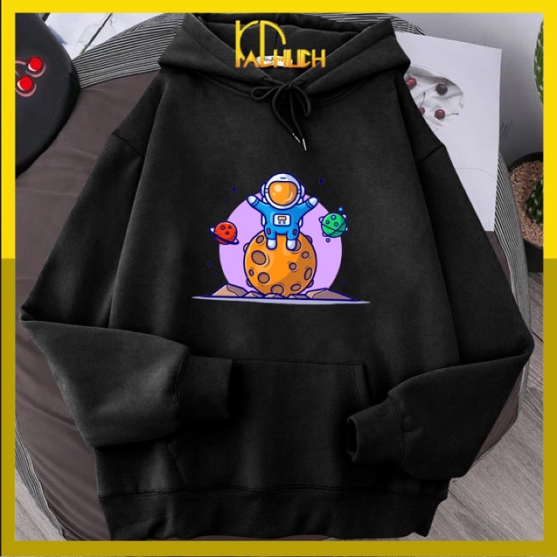 Áo hoodie unisex in phi hành gia Ms03,size từ 40-70kg vải nỉ mềm mịn thích hợp mặc áo cặp nam nữ