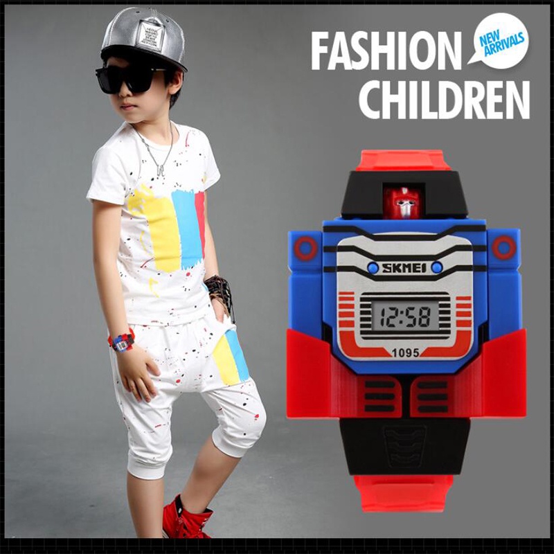 Đồng Hồ Đeo Tay Kỹ Thuật Số Hình Robot Biến Hình Thời Trang Cho Bé Trai SKMEI