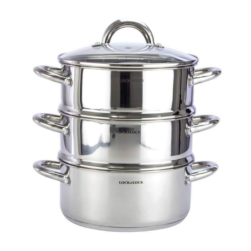 Bộ xửng hấp inox 304 Lock&Lock LLH1182 18cm - 26cm - 28cm