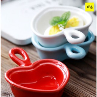Bát gia vị, bát chấm gia vị Macaron hình trái tim có tay cầm – sẵn nhiều màu