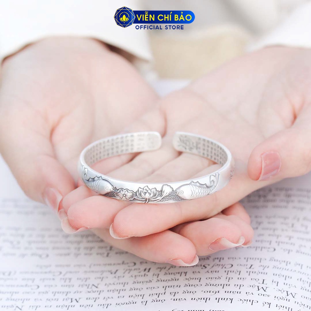 Vòng tay bạc nữ Cá Chép Hoa Sen chất liệu bạc Thái 925 thời trang phụ kiện trang sức Viễn Chí Bảo L000200